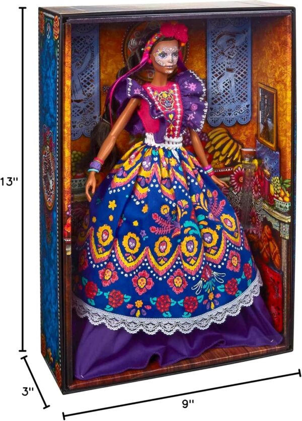 Barbie Signature Doll, 2022 Dia De Muertos Collectible, Traditional Ruffled Dress with Flower Crown & Calavera Face Paint - Image 15