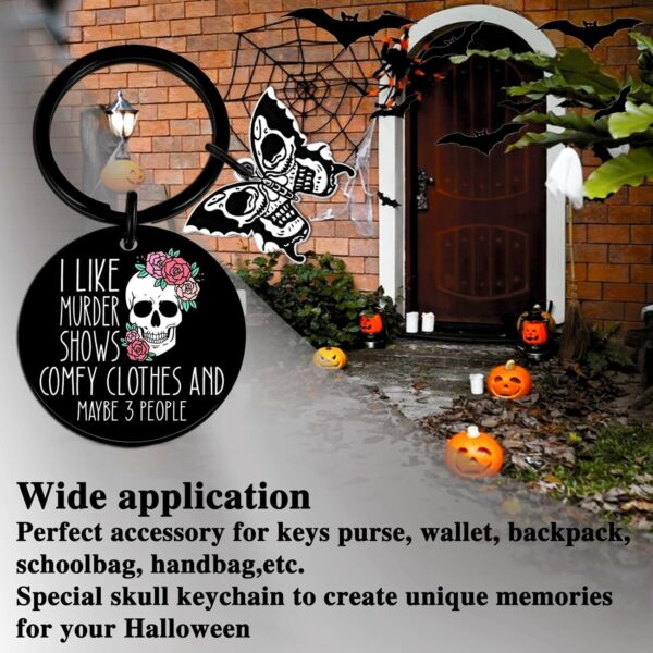 Skull Keychain Witchy Gifts For Women Spooky Keychain Gothic Stainless Steel Keyring Trick Or Treat Gifts - Image 6
