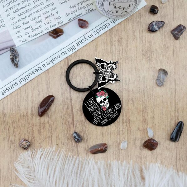 Skull Keychain Witchy Gifts For Women Spooky Keychain Gothic Stainless Steel Keyring Trick Or Treat Gifts - Image 7