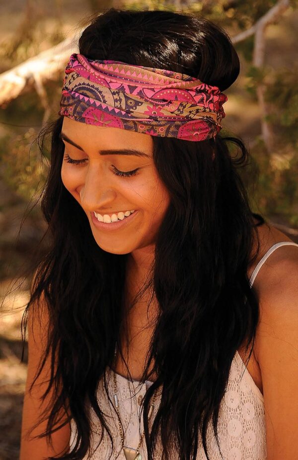 Karma Sugar Skull Headband for Women - Wide - Fabric Headband and Stretchy Hair Scarf - Black, 1 Count (Pack of 1) - Image 8