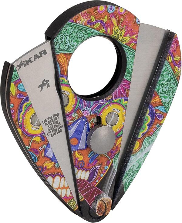 Xikar Xi2 Cigar Cutter Calavera Global NFT Gallery Series Dia de Los Muertos Sugar Skull Art Portrait Double Guillotine Action 440 Stainless Steel Blades Cuts 54 to 60 Ring Gauge Cigars - Image 3