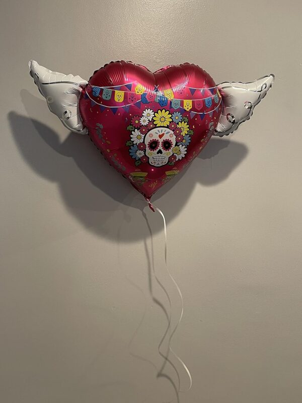 Halloween Day of the Dead Día de los Muertos Heavenly Balloons heart shaped with angel wings (Velvet) - Image 4