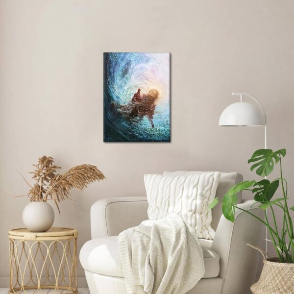 Jesus Christian Wall Art, Hand of God Canvas Paintings Posters Prints, Christ Religion Bible Jesus Salvation Wall Decor for Church Study Prayer Room Home Decoration 12x16 in Framed - Image 6