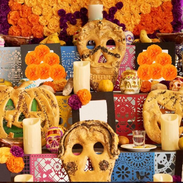 Veramz 50Pcs Marigold Flowers Dia De Los Muertos Decorations Silk Marigold Flowers Heads Bulk Fake Artificial Flowers for Day of The Dead Decorations DIY Marigold Garland Making Wreath Decor - Image 3