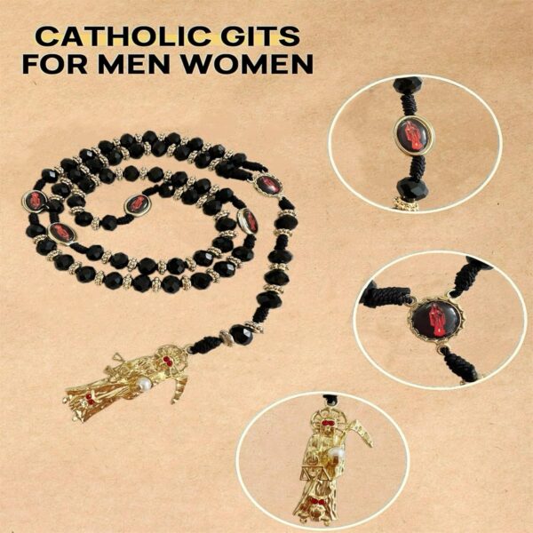 Santa Muerte Necklace Rosaries Beads Holy Death's Necklace Blessing Crafted Rosario de la santa muerte Prayer Gift For Men and Women - Image 3