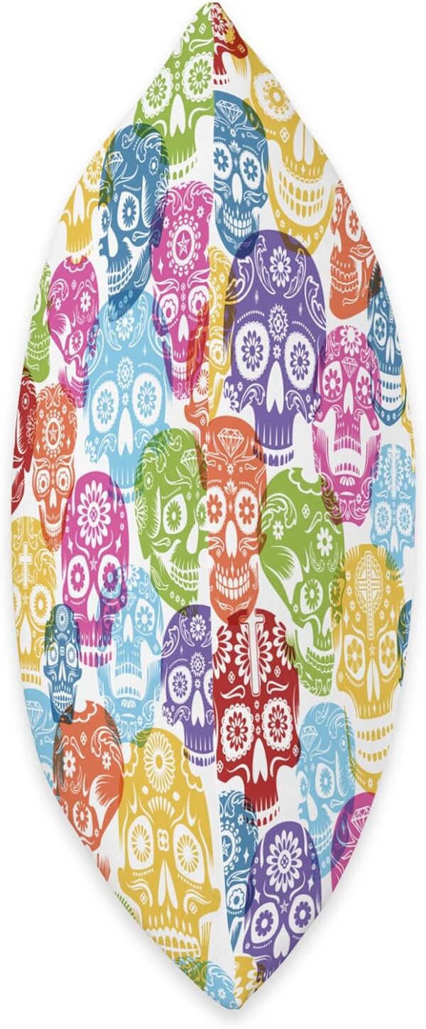 Dia de los Muertos Art Colorful Pattern Cute Sugar Skulls Throw Pillow - Image 2