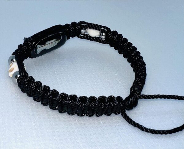 Pulsera de Santa Muerte metal Plateada e imagen Santa muerte Blanca doble tejida Black - Image 3