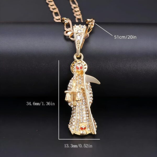 Mai & Claire 14K Gold Filled Santa Muerte Necklace For Women And Men - Santa Muerte Pendant Chain Religious Amulet Hip Hop Jewelry, Memento Mori - Image 4