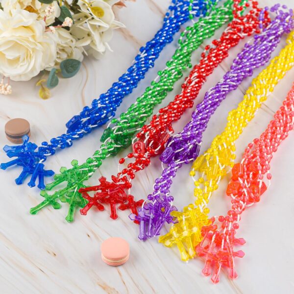SHAOQINLIN 36 Pcs Plastic Rosary, 17 Inch Bulk Rosaries Prayer Plastic Rosary Beads Assorted Catholic Cross Rosaries Easter Gift Religious Cross 6 Colors - Image 6