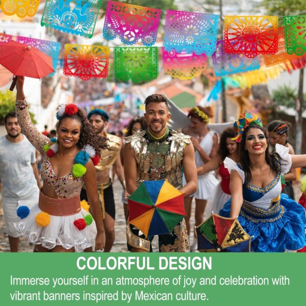 Mexican Party Banners, Papel Picado Banner - Cinco de Mayo, Fiesta Party Decorations, Dia De Los Muertos Decor, Day of The Dead Decorations, 5 Packs 82 Ft Long - Image 6