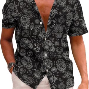 KYKU Mexico Shirt for Men Funny Beach Shirts Hawaiian Button Down Short Sleeve
