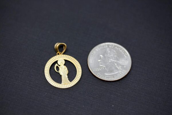 10k Gold Santa Muerte Round Charm Pendant - Image 3
