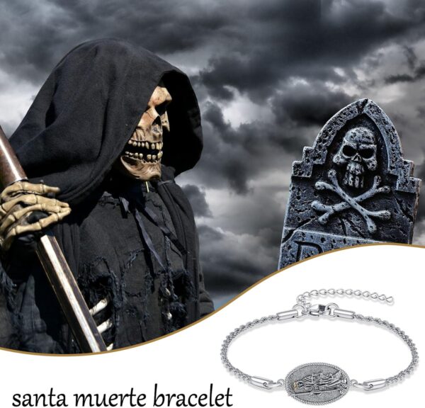 Santa Muerte Bracelet 925 Sterling Silver Grim Reaper Bracelet Santa Muerte Religious Jewelry for Men Women - Image 6