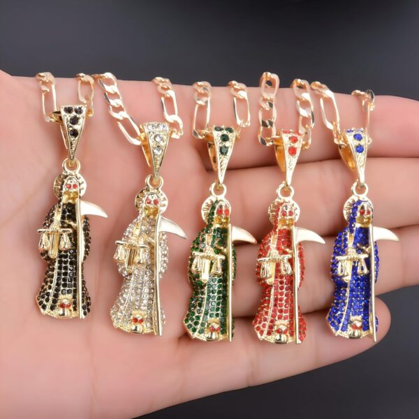 Mai & Claire 14K Gold Filled Santa Muerte Necklace For Women And Men - Santa Muerte Pendant Chain Religious Amulet Hip Hop Jewelry, Memento Mori - Image 6