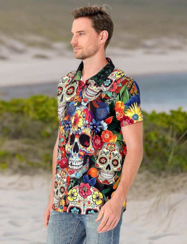 Men's Novelty Short Sleeve Button Down Shirts - Image 7