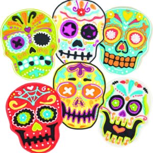 Tovolo Sugar Skull Templates Reverse, Dishwasher Safe, Set of 6 Cookie Stamps with Cutter, Lime/White (81-22492)