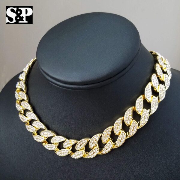 Hip Hop Gold PT Saint Death Santa Muerte Pendant & 16" 18" 20" Iced Cuban Choker Chain Necklace - Image 6