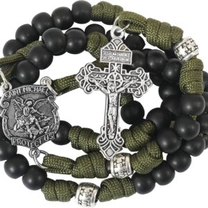 Nazareth Store St Michael Paracord Rosary Beads Rugged Rosary Necklace Strong Corded Catholic Pardon Crucifix