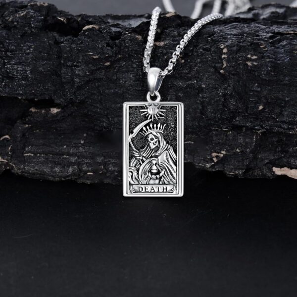 PELOVNY Santa Muerte Necklace 925 Sterling Silver Saint Holy Death Grim Reaper Necklace Halloween Jewelry Christmas Birthday Gifts for Men Women - Image 6