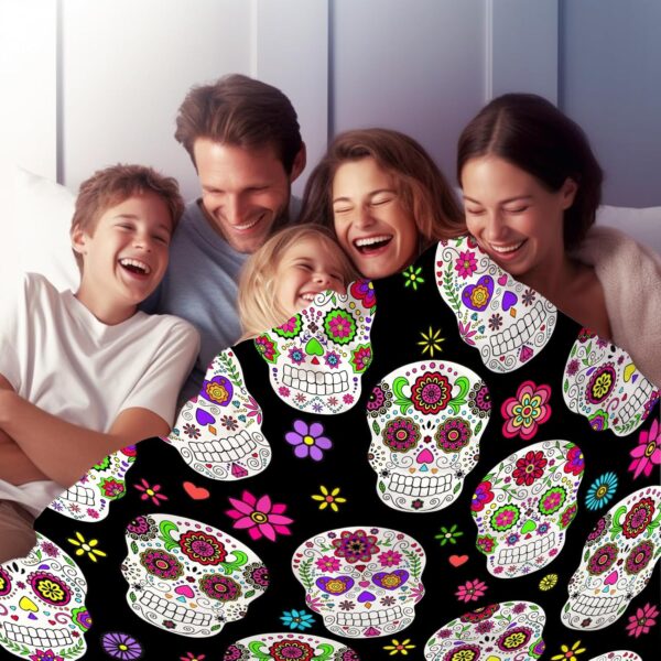 Sugar Skull Gifts for Women,Unique Skull Blanket for Adults Men Kids Girls,Skull Blankets and Throws for Home Bed Sofa Couch Christmas Halloween Best Gifts 50"x40" - Image 5