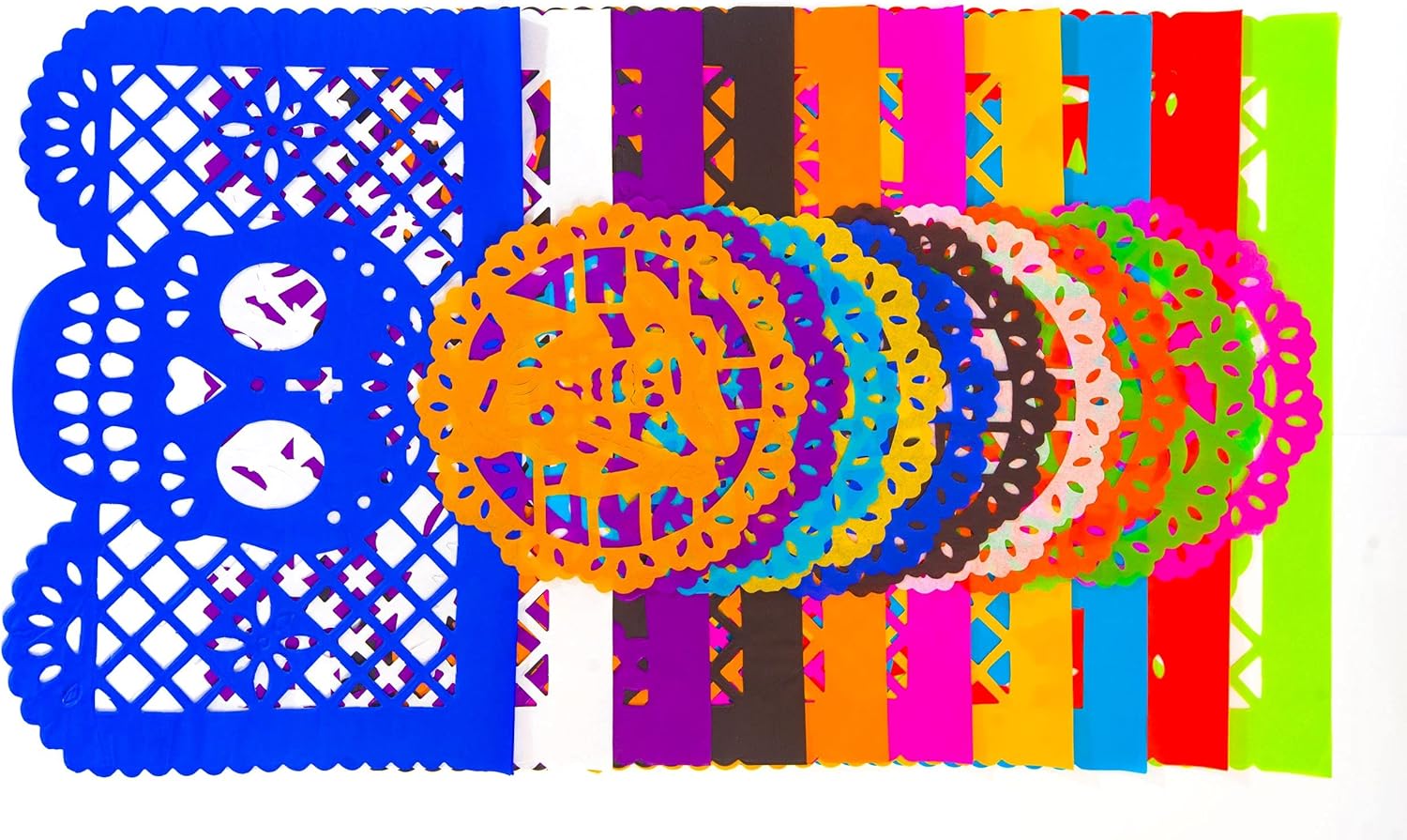Dia de Muertos / Day of the Dead, 30 Frontales and 10 Small Round Placemats, Altar de Ofrendas Decoration, Tissue Mexican Papel Picado. - Image 5
