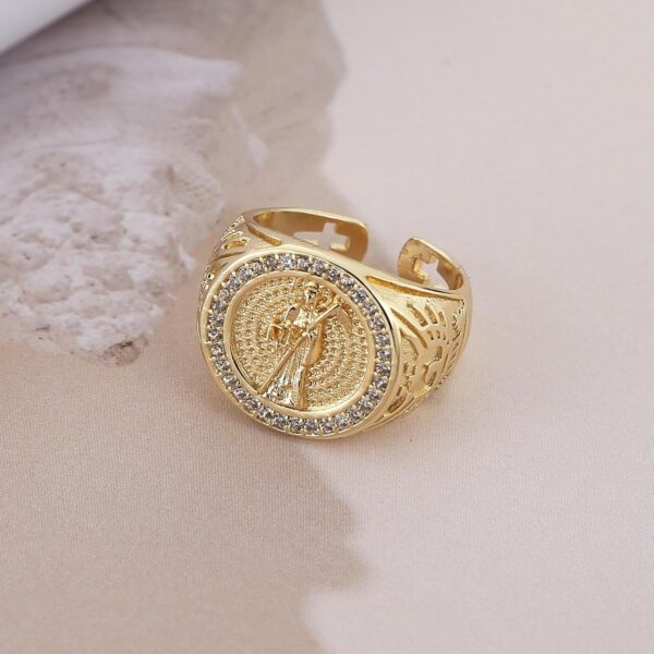 HZMAN Grim Reaper Ring for Men Women Retro Gothic 14K Gold Plated Santa Muerte Rings Wide Open Ring Jewelry Gift - Image 4