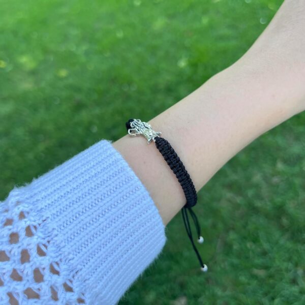 Silver Plated Grim Reaper Bracelet -Holy Death Santa Halloween Connector Pendant gift for men,women,Halloween -multiple color (BLACK) - Image 5