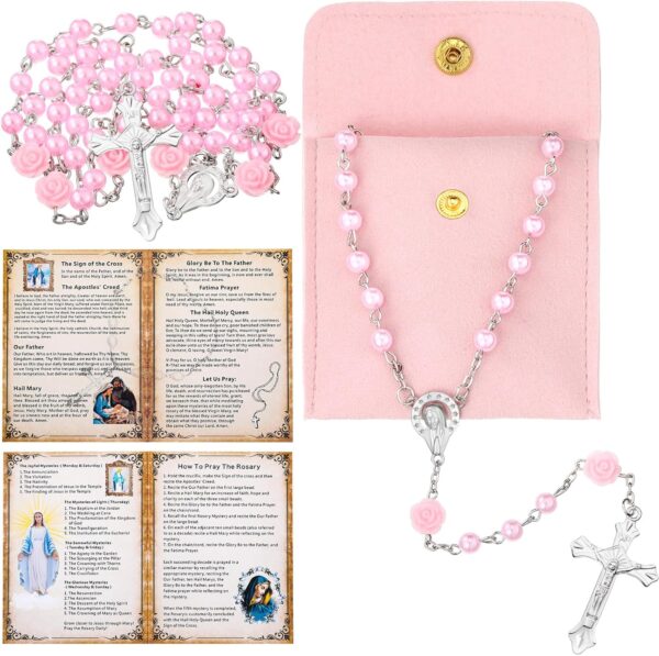 Quelay Rosary for Women Catholic Gifts Our Lady of Rosary Beads Pray Card Necklace Confirmation Gifts