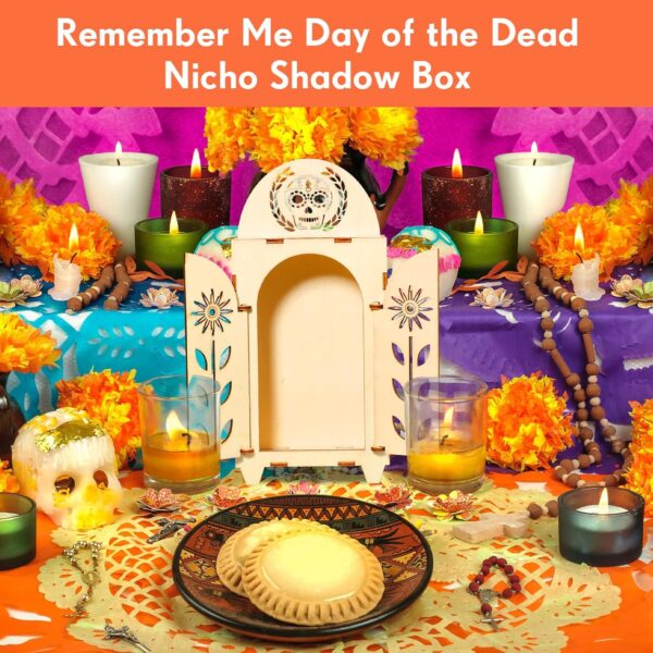 Soaoo Dia De Los Muertos Ofrenda Shadow Box, Wooden Day of The Dead Shadow Box, Skull Papel Picado Day of The Dead Decorations, Altar Ofrenda Supplies, Remembrance Picture Frame(3 Pieces) - Image 5