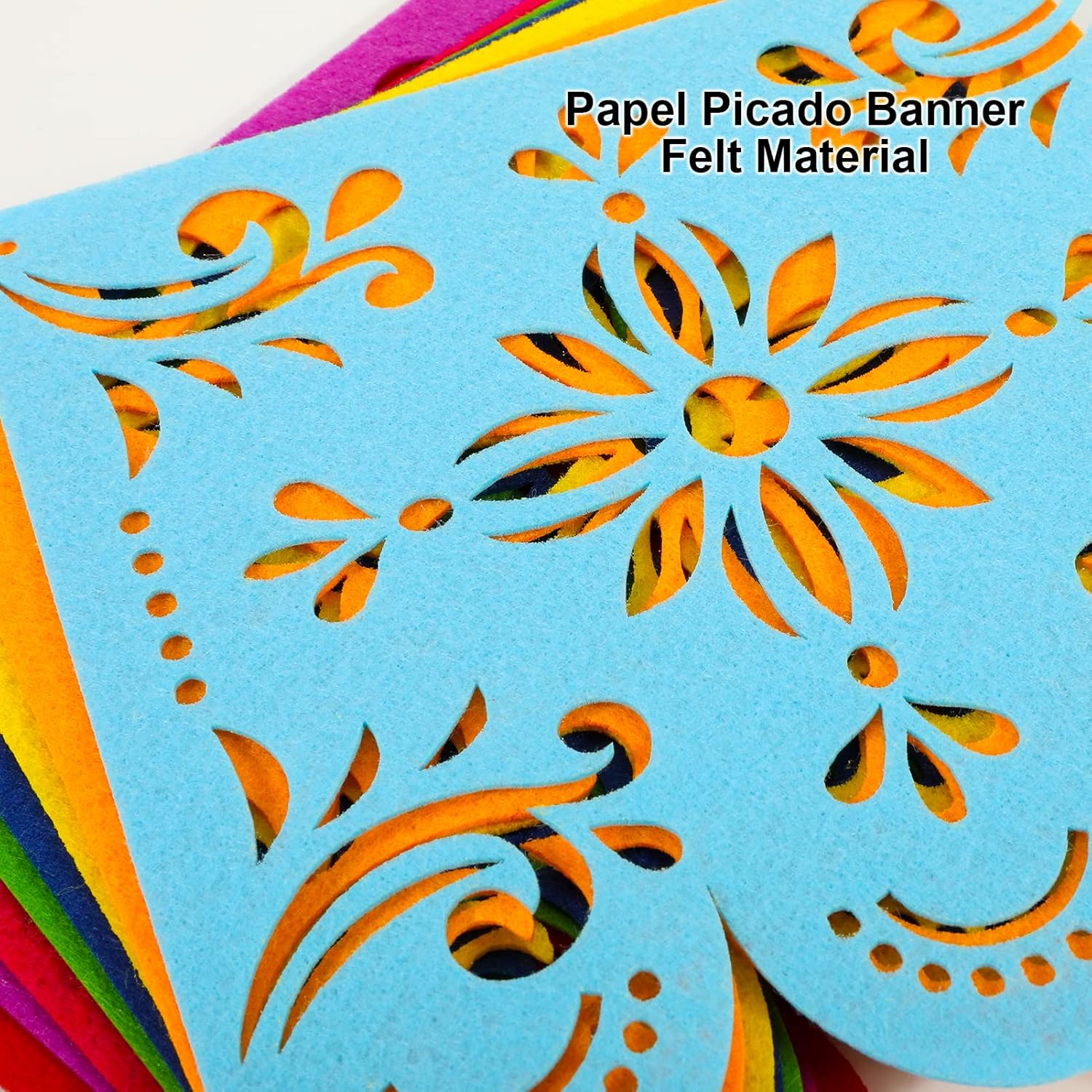 2 Mexican Fiesta Party Decorations Banners, Felt Cinco de Mayo Decorations Banner, Day of The Dead Decor Papel Picado Banner, Dia De Los Muertos Garlands, Fiesta Birthday Baby Shower Flags - Image 3