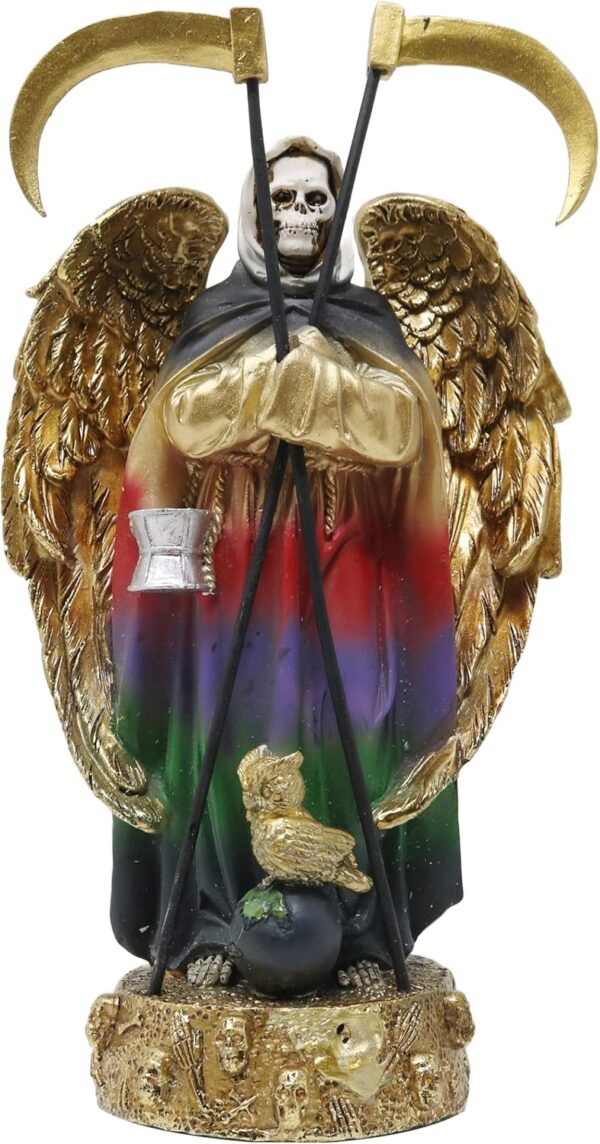 Santa Muerte con Alas 8" Y Dos Guadañas 7 Potencias Two Scythes and Wing Holy Death Seven Powerful Colors