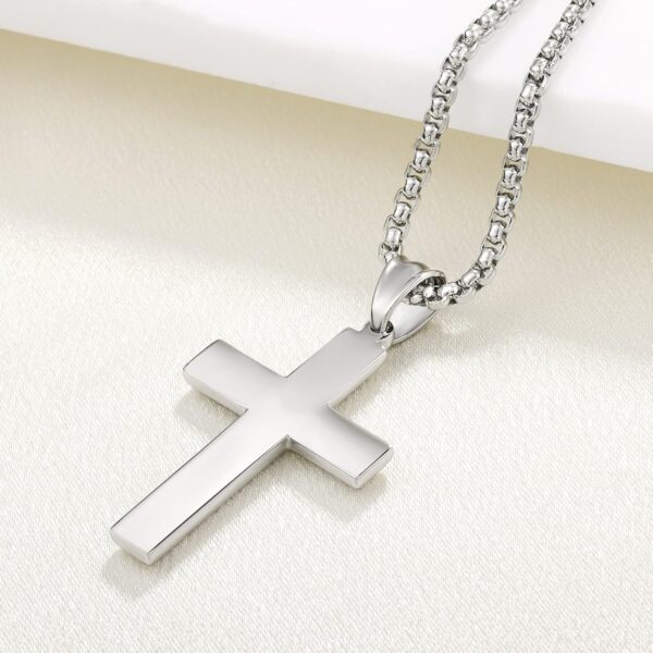 YL Men's Cross Necklace 316L Stainless Steel Jesus Ankh Pendant Rolo Chain Jewelry - Image 5
