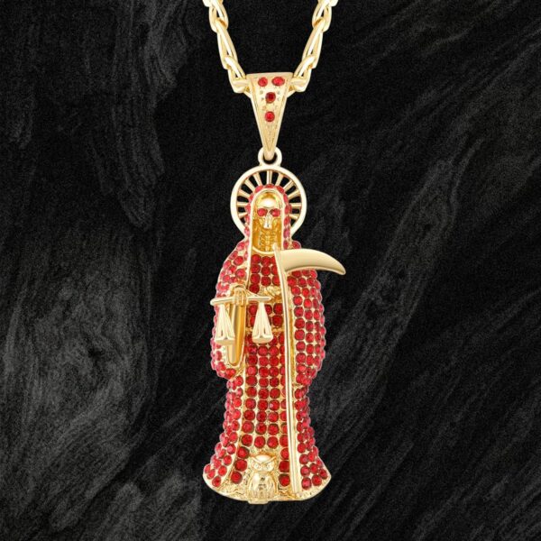 Santa Muerte Necklace Diamond 14K Gold Plated Santa Muerte Pendant Jewelry With Sickle Holiday Gift (Gold 202) - Image 7