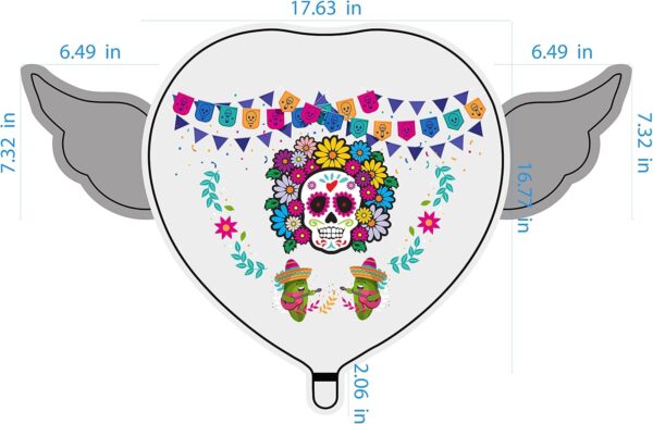 Halloween Day of the Dead Día de los Muertos Heavenly Balloons heart shaped with angel wings (Velvet) - Image 2