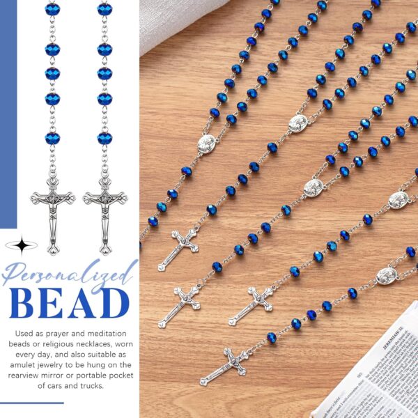 ROCEEI 12 Pcs Catholic Rosary Beads Necklace with Jesus Crucifix Catholic Rosary Prayer Gifts with White Organza Bags - Image 5