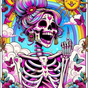 Skull Diamond Art Kits for Adults, Skeleton Diamond Painting Kits for Adults, The IDGAF 5D DIY Paint by Diamond Round Full Drill Home Wall Decor Gift 12x16In