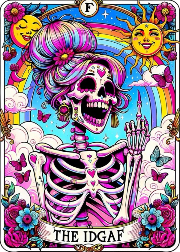 Skull Diamond Art Kits for Adults, Skeleton Diamond Painting Kits for Adults, The IDGAF 5D DIY Paint by Diamond Round Full Drill Home Wall Decor Gift 12x16In