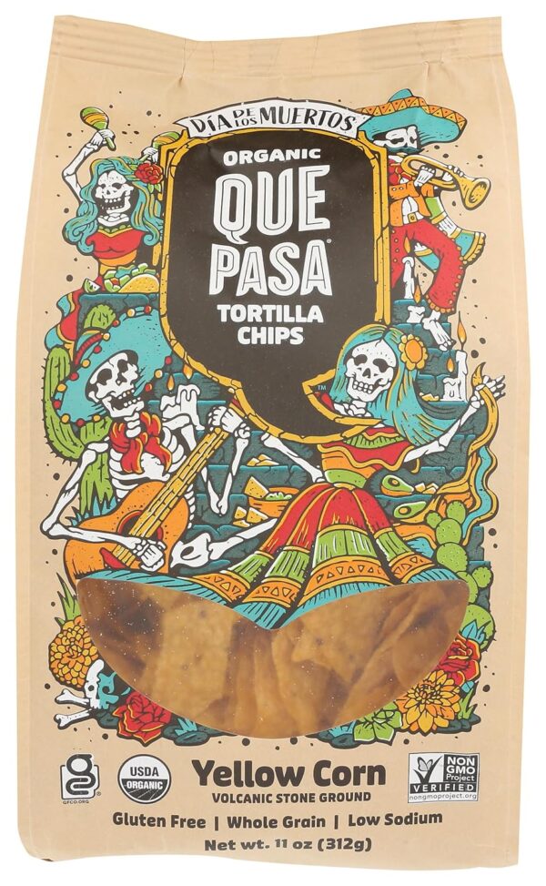 Que Pasa, Chips Tortilla Dia De Los Muertos Organic, 11 Ounce