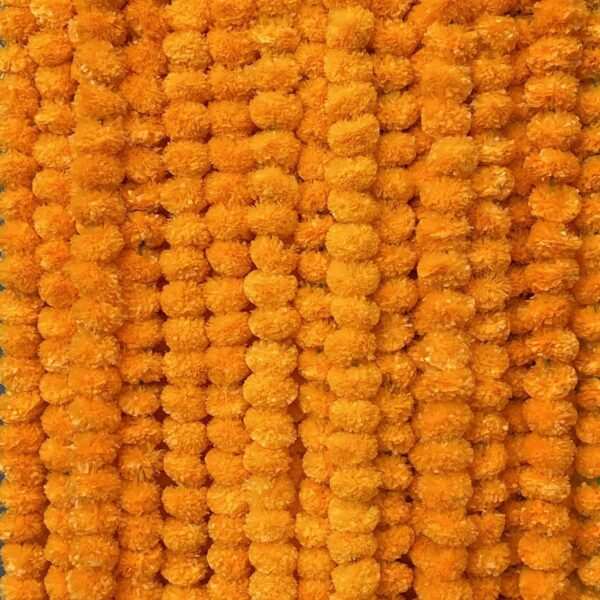 Artificial Marigold Garland for Decoration 5 feet Marigold Strands for Diwali Decoration Day of Dead Decorations Dia de Los Muertos Christmas Garlands