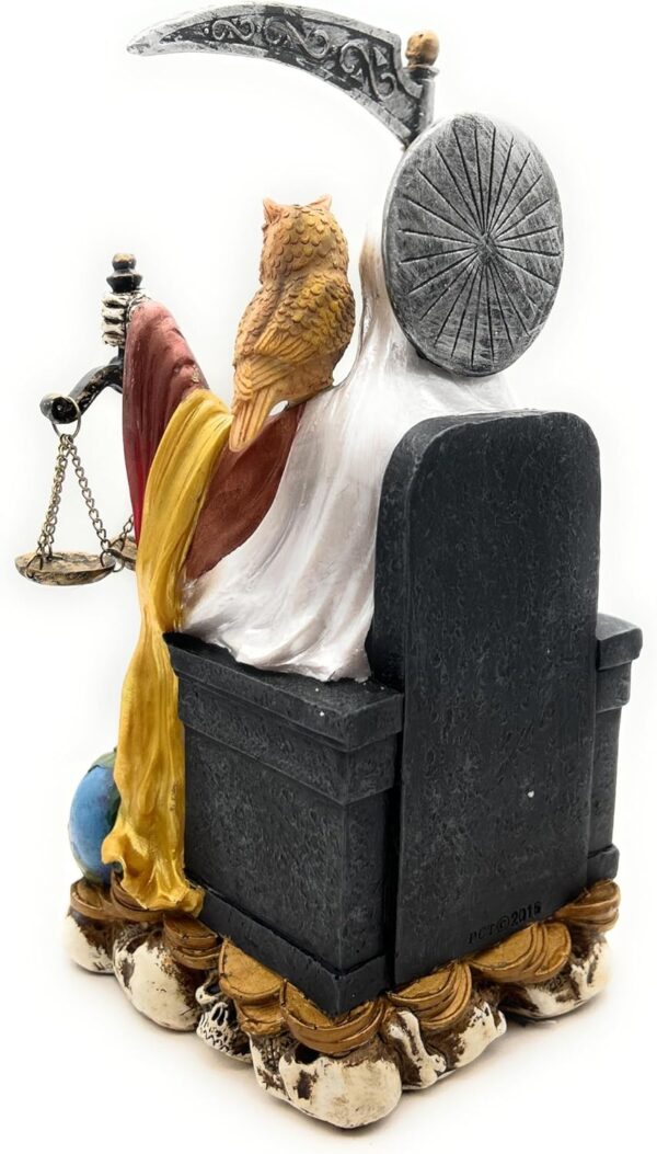 RUSTIX Santa Muerte Statue, La Santa Muerte Figurine, Saint of Holy Death, Sacred Symbol of Protection and Spirituality, Seated Religious Decor, Muerte de la Muerte Altar Piece (Multicolor) - Image 4