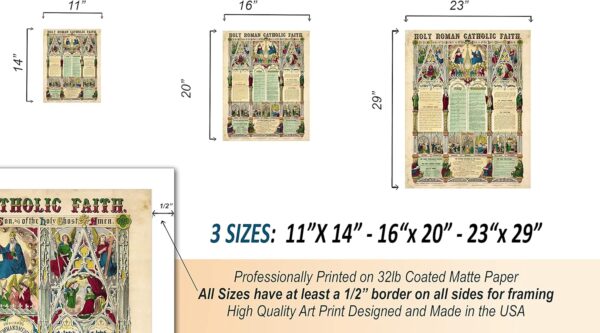 Holy Roman Catholic Faith Gifts Women Men - 1870 Spiritual Religious Wall Art Decor Home Classroom Decorations - 16x20 - Artwork Spirit Poster Bible Verses, Prayer Ten Commandments - Image 8