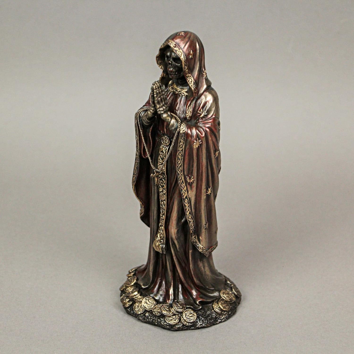 Veronese Design 7.5" Santa Muerte Rosario Prayer Resin Sculpture Antique Bronze Finish - Image 8