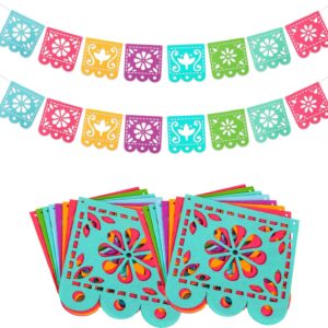 2 Mexican Fiesta Party Decorations Banners, Felt Cinco de Mayo Decorations Banner, Day of The Dead Decor Papel Picado Banner, Dia De Los Muertos Garlands, Fiesta Birthday Baby Shower Flags