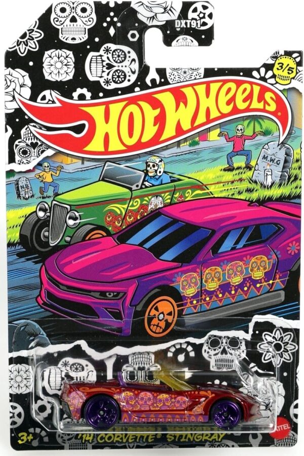 Hot Wheels 2021 Dia De Los Muertos Halloween Complete Set of 5 Diecast Vehicles from DXT91-956D 1st Release - Image 4