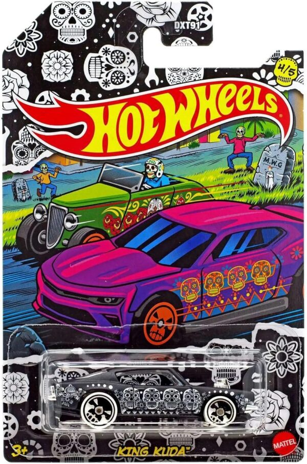 Hot Wheels 2021 Dia De Los Muertos Halloween Complete Set of 5 Diecast Vehicles from DXT91-956D 1st Release - Image 5