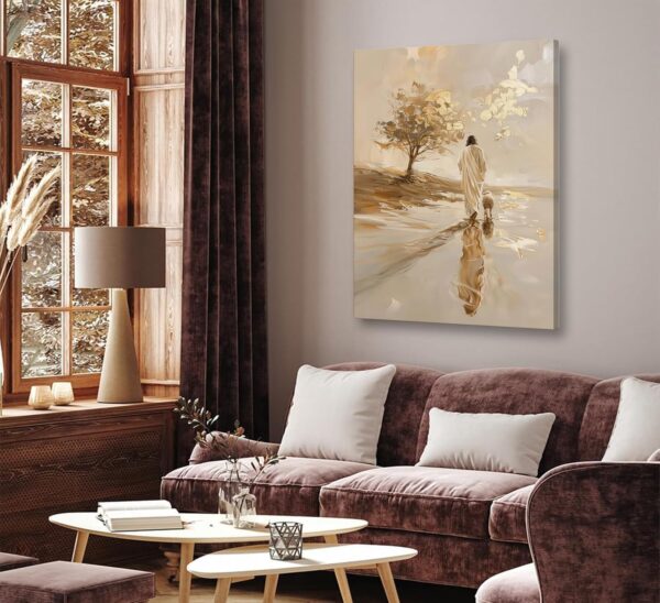 Jesus Lamb Canvas Wall Art Bible story Jesus Leaves the 99 Sheep Painting Picture Wall Decor Christ Jesus and the Sheep Walking on Water Poster Print for Church Living Room Bedroom Home Decoration - Image 5