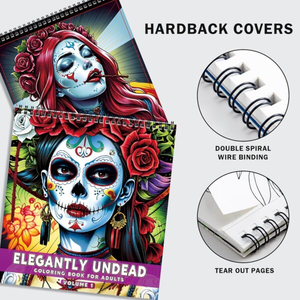 FUN LAVIE Sugar Skull Coloring Book for Adults: 32 Spooky Sugar Skulls Women Designs for Mindfulness Stress Relief and Adult Relaxation, Spiral Bound,Sugar Skull Gifts for Women and Halloween Fun - Image 3