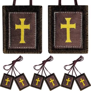 TALPGOD Scapulars Catholic, 3 Pack Bulk Brown Scapular, Escapularios Catolicos Scapular Catholics Gift For Women Man House Blessing Door Hanger Home Protection, Mexican Wall Art Decor