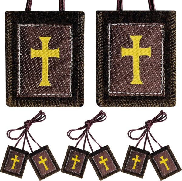 TALPGOD Scapulars Catholic, 3 Pack Bulk Brown Scapular, Escapularios Catolicos Scapular Catholics Gift For Women Man House Blessing Door Hanger Home Protection, Mexican Wall Art Decor