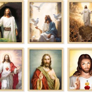 97 Decor Jesus Pictures - Christ Poster, Sacred Heart Wall Art Prints, Catholic Religious LDS God Portrait Paintings (8x10 Unframed)